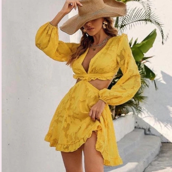 glammaker Dresses & Skirts - GlamMaker Jacquard Lantern Sleeve Dress